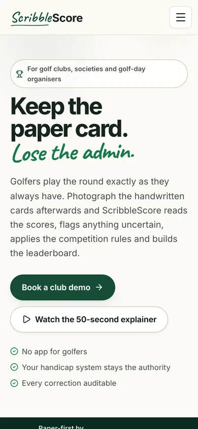 ScribbleScore on a phone