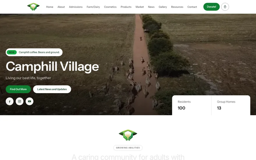 Camphill Village West Coast on a computer screen