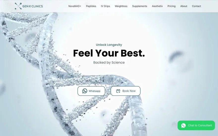 GenX Clinics on a computer screen