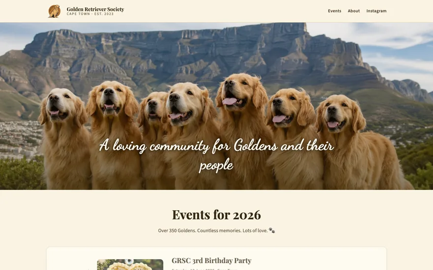 Golden Retriever Society on a computer screen