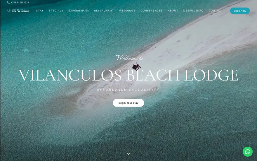 Vilanculos Beach Lodge on a computer screen